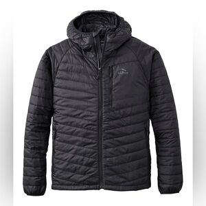 L.L..Bean Packaway Hooded PrimaLoft Full Zip Puffer Jacket Men L Black Outdoors